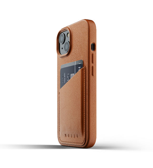 Funda de piel tarjetero Mujjo iPhone 13 color marrón